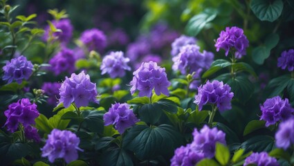 Obraz premium Blooming Pelargonium capitatum with vibrant purple flowers