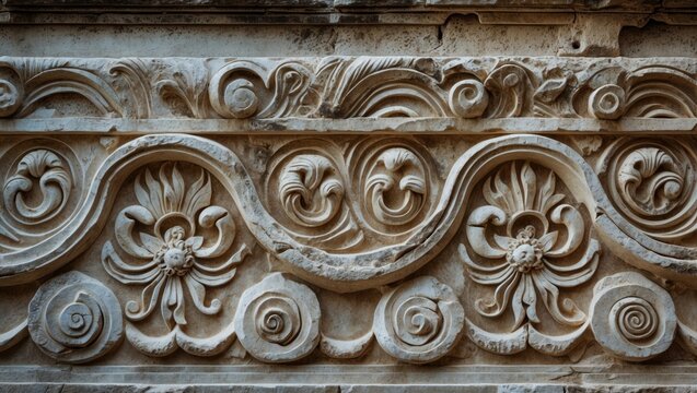 Timeless Greco-Rroman relief design emphasizing archaeological heritage