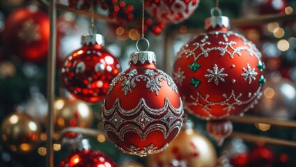 Christmas shop offering festive balls and holiday decorations