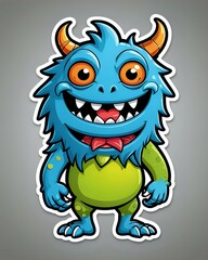 Fototapeta premium Friendly Blue Monster Cartoon Character Illustration