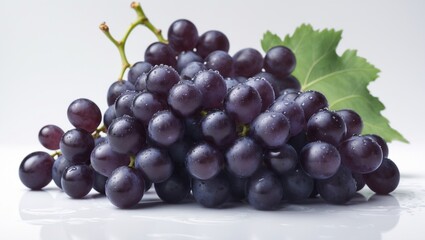 Fototapeta premium Black grape isolated on white background with clipping path