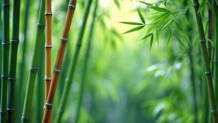Macro shot of a lush green bamboo grove