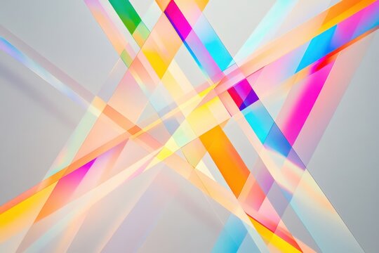 Prism light beams intersecting in pastel hues
