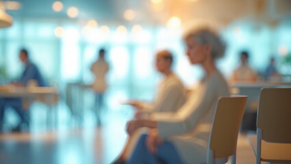 People at a fair with a blurred abstract background