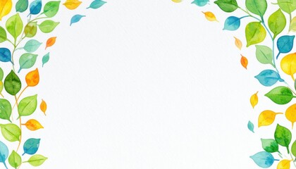 Obraz premium Nature-inspired watercolor leaf design digital art background vibrant colors creative space aesthetic viewpoint