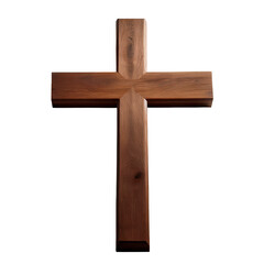 Wooden Cross Symbolizing Faith and Spirituality in a Reflective Setting on transparent background