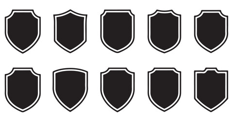 Set of shields. Shield icon vector, badge shape. Security, football patches, Vector military black silhouettes	
