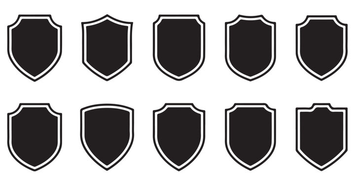 Set of shields. Shield icon vector, badge shape. Security, football patches, Vector military black silhouettes	
