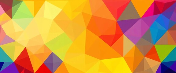 Obraz premium Vibrant abstract panoramic background featuring colorful triangles and geometric shapes with ample empty space, graphic, minimal