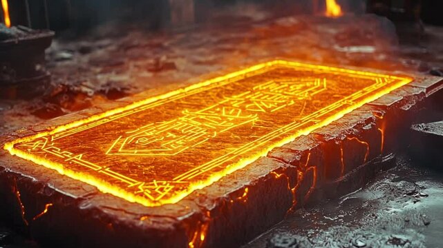 Forging a Legendary Rune Stone: A fiery forge scene