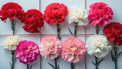 Obraz premium Beautiful Floral Collection of Carnations with Vibrant Petals for Gift and Decoration