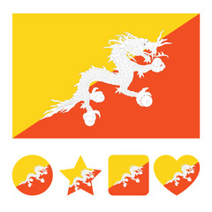 Bhutan flag flat design shape collection