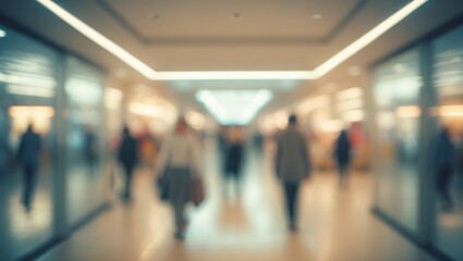 Shopping mall interior with abstract blurred background emphasizing business and retail environment
