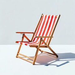 Buy striped beach chair wooden frame summer vacation relaxation