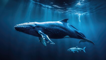 Obraz premium Humpback Whale with Its Young
