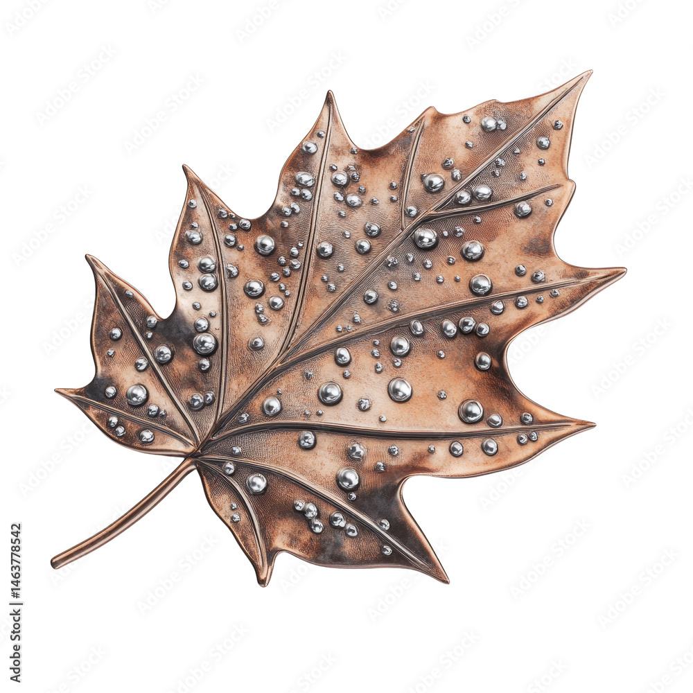 Poster ornamental leaf with water droplets against a seamlessly transparent backdrop for creative design pr