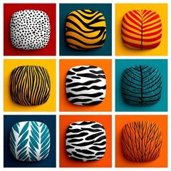 Vibrant geometric patterns in bold colors and textures