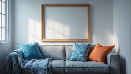 Bright and stylish interior with a mock-up frame display