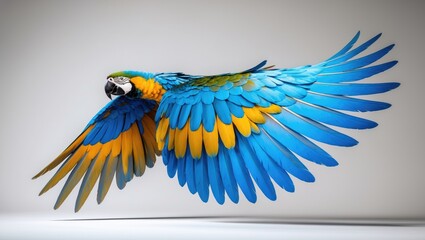 Obraz premium Spiritual icon depicting blue and gold macaw wings isolated on a white backdrop