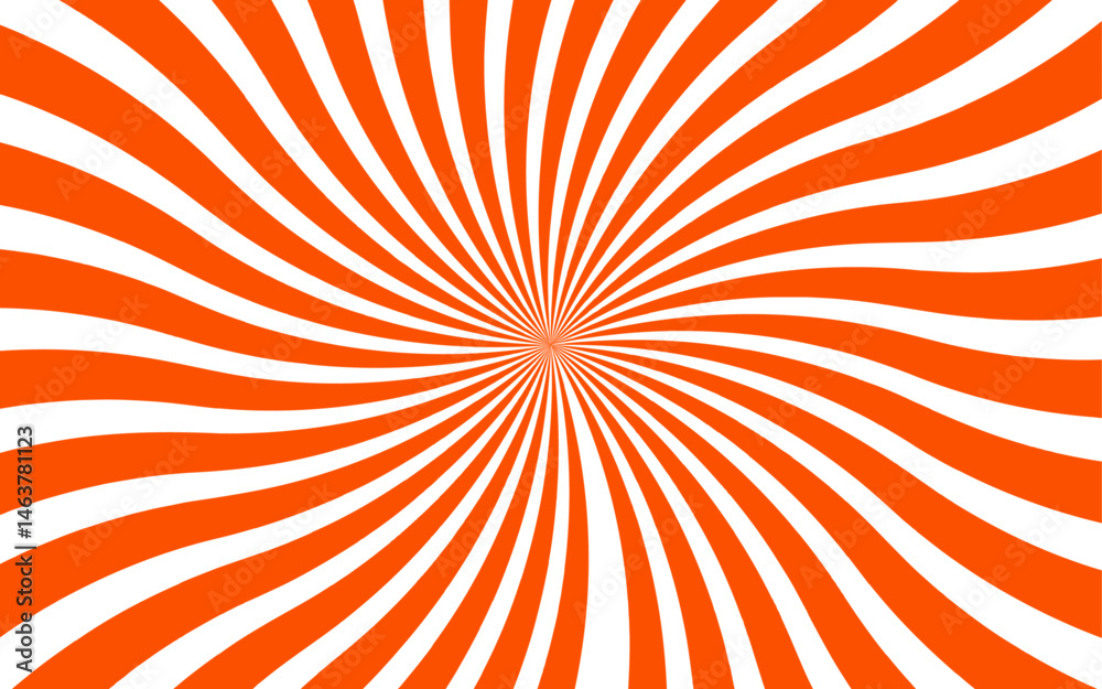 Poster abstract vivid radial optical illusion design with alternating red and white curved stripes. swirlin