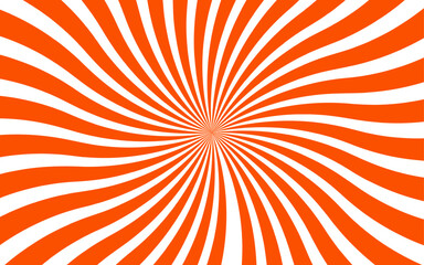 Abstract vivid radial optical illusion design with alternating red and white curved stripes. Swirling, energetic sunburst pattern with hypnotic or psychedelic atmosphere. motion waves center twist 