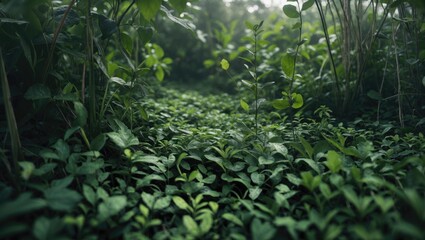 Detailed view of a common tropical plant featuring trifoliate leaves and vibrant green foliage