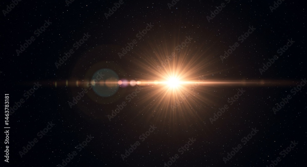 Wall mural flash. realistic flares. glowing effects. photography camera light or sunlight reflection from lens.