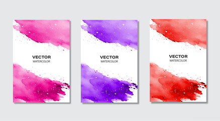 set of watercolor banners with watercolor splashes