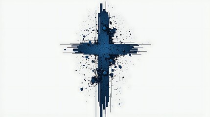Dark blue cross with abstract design