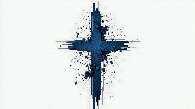 Dark blue cross with abstract design
