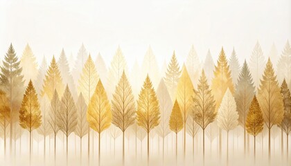 Golden autumn trees in a misty forest nature photography serene environment tranquil viewpoint