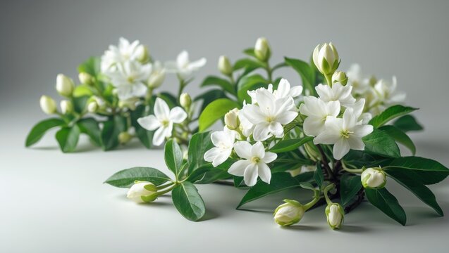 Fresh jasmine buds from the mogra plant used in perfumes and floral arrangements
