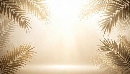 Sunlit tropical scene with palm leaves nature background soft light tranquil environment artistic viewpoint