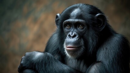 Zoomed-in shot of a chimpanzee
