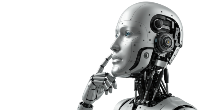 Isolated Thinking Robot Head