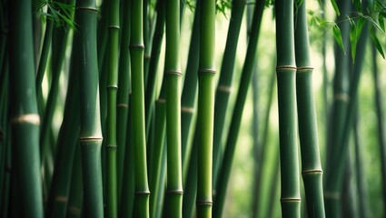 Close view of bamboo stems