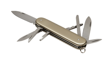 Isolated Multi-Tool Pocket Knife with Various Blades and Tools