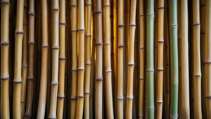 Naklejka premium Dry cane texture with golden background