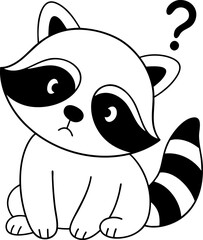 Cute raccoon character with puzzled expression, featuring large eyes and bushy tail