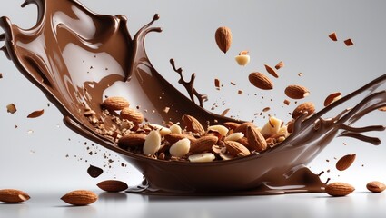 Crushed almonds in a liquid chocolate splash