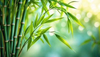 Obraz premium Bamboo plant decoration captured in a close-up with a blurred background