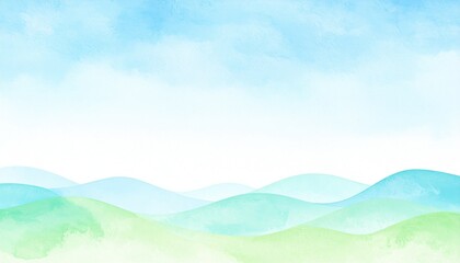 Serene nature landscape rolling hills watercolor art tranquil environment aerial view calmness and beauty