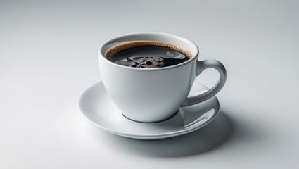 Obraz premium White ceramic coffee cup containing black espresso isolated against a white background