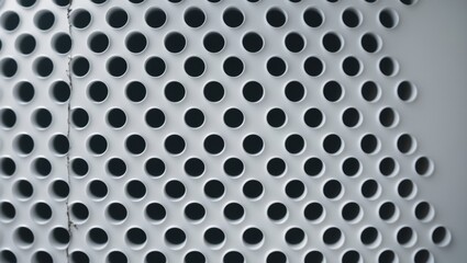 Small-holed white metal plate with many circular openings