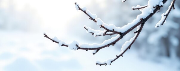 Obraz premium Snowy branches with isolated twigs on white background, peaceful, isolation, frost