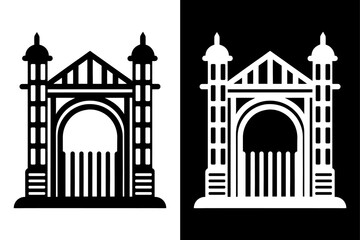 Gate Solid Icon Vector Black and White Silhouette Design.