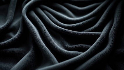 Obraz premium Soft fleecy black fabric with a wavy pattern texture