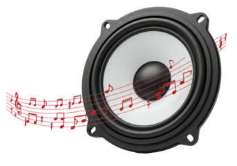 Isolated Single Car Speaker with Flowing Musical Notes