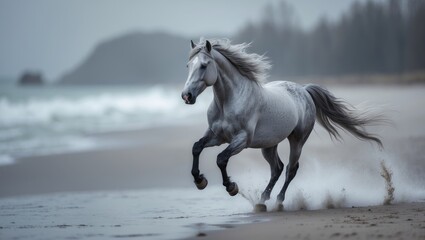 Obraz premium Snow-draped white horse