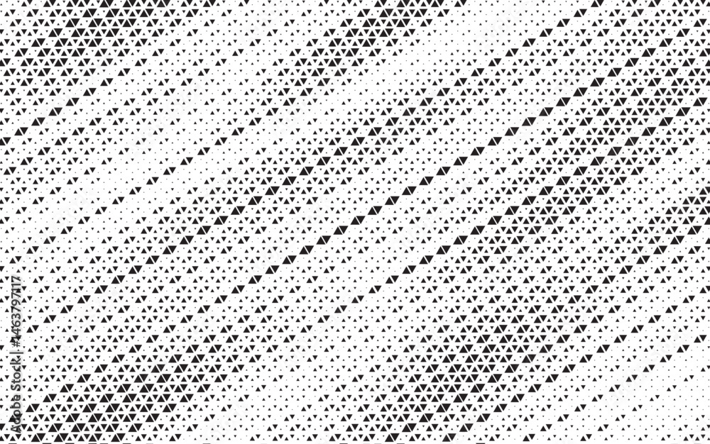 Fototapete Triangle Shapes Vector Abstract Geometric Technology Oscillation Wave Isolated on Light Background. Halftone Triangular Diagonal Line Retro Simple Pattern. Minimal 80s Style Dynamic Tech Wallpaper